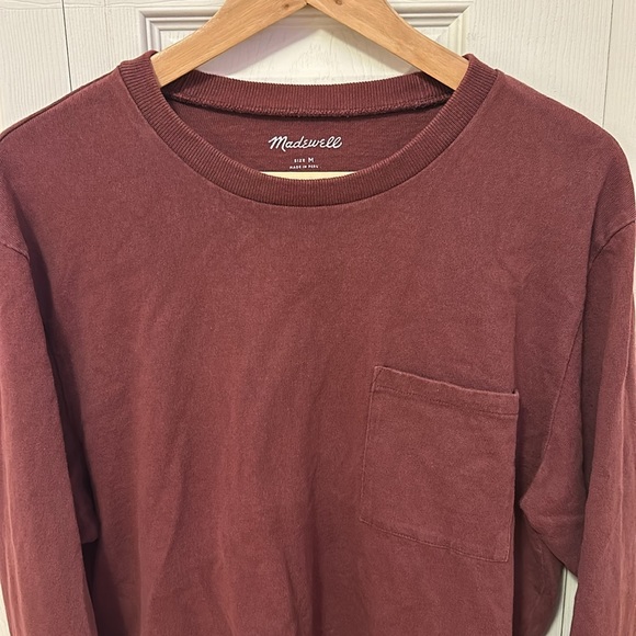 Madewell men’s rustic maroon long sleeve pullover size medium - Picture 3 of 7